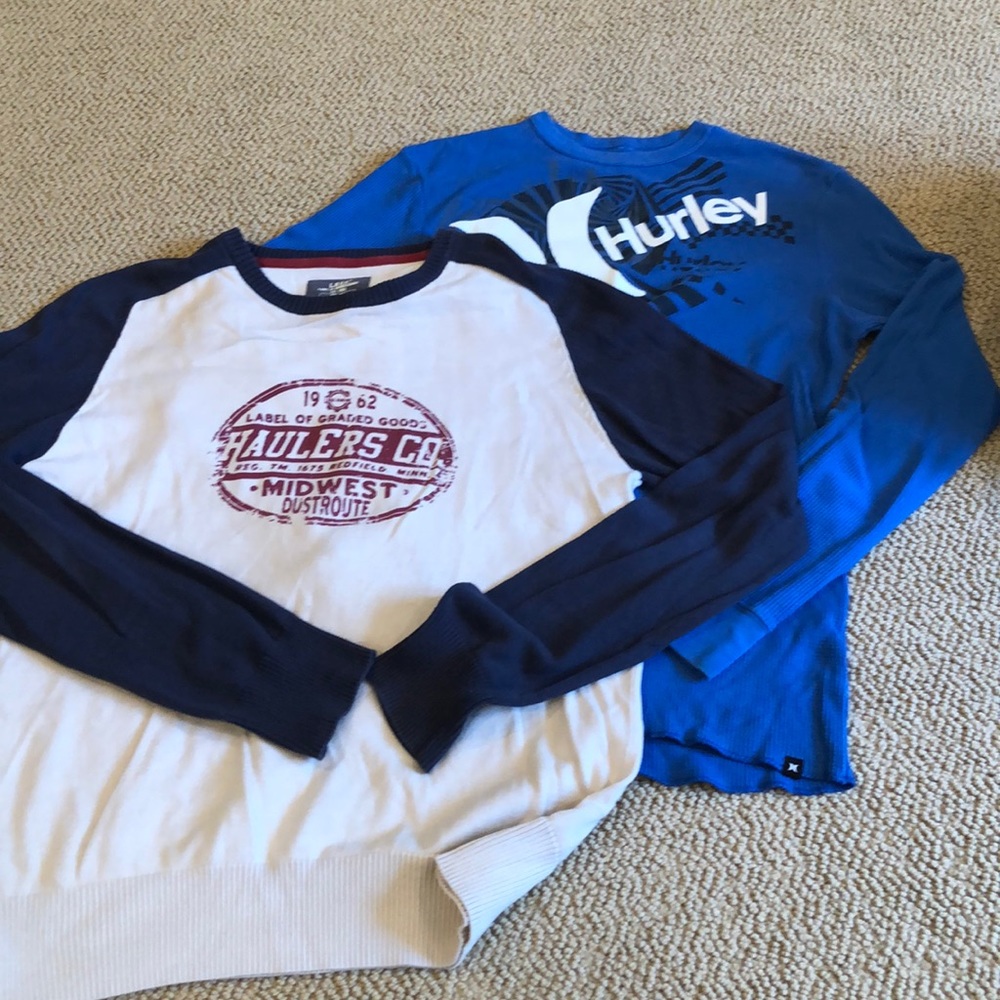 Men’s long sleeve tops size medium Hurley and H&M